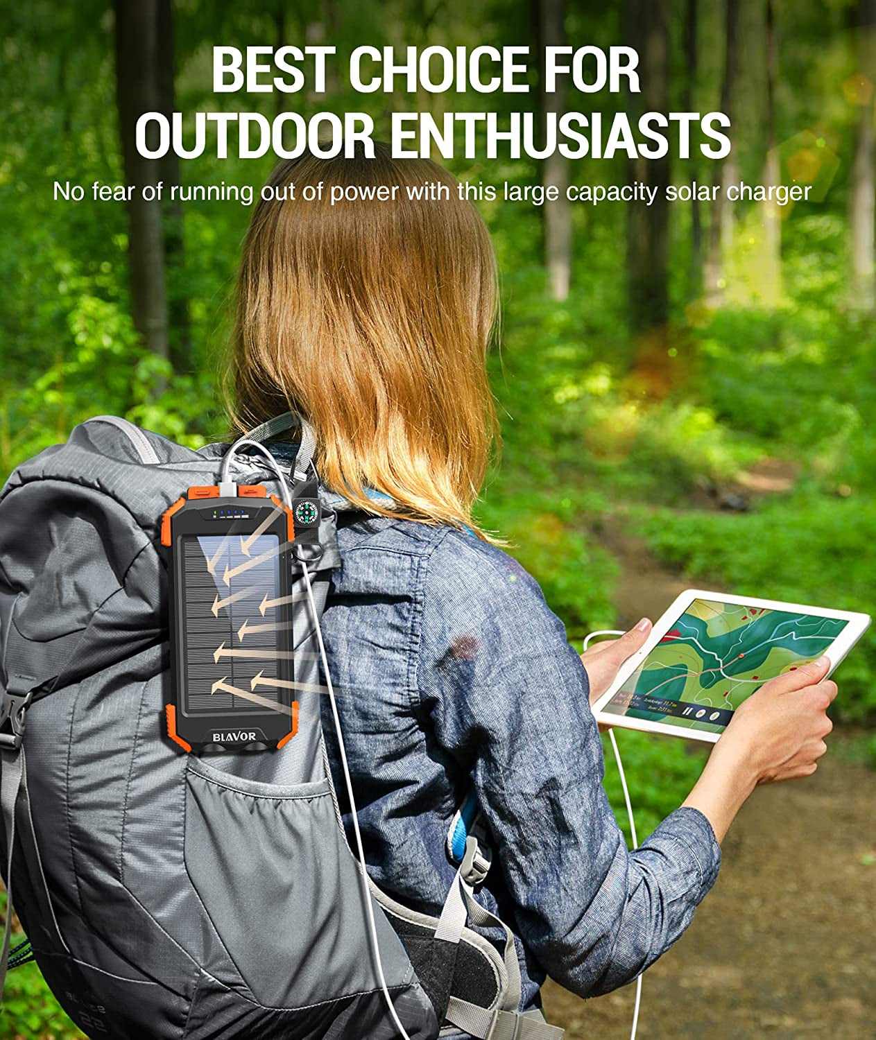 Ultimate Solar Power Bank: 10,000mAh Portable Wireless Charger with 20W Fast Charging and Dual Flashlight for All Your Outdoor Adventures