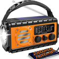 74000Mwh Emergency Radio with NOAA Weather, Portable Hand Crank SW/AM/FM Survival Radio with Fast Charge Rechargeable Solar Battery, Flashlight, Reading Lamp,Sos Sirenor Home Outdoor