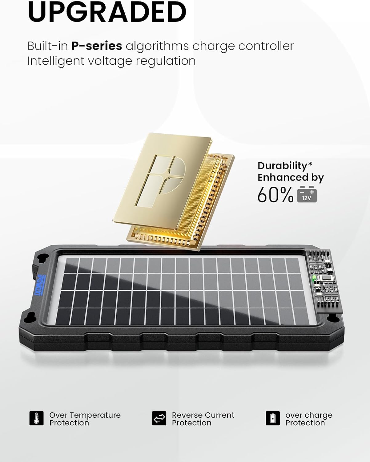 Upgraded 7.5W-Solar-Battery-Trickle-Charger-Maintainer-12V Portable Waterproof Solar Panel Trickle Charging Kit for Car, Automotive, Motorcycle, Boat, Marine, Rv,Trailer, Snowmobile, Etc.