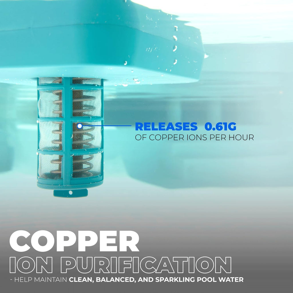 Solar Pool Ionizer - Floating Water Cleaner & Purifier Keeps Water Clear, 85% Less Chlorine, Compatible with Fresh and Salt Water Pools & Spas