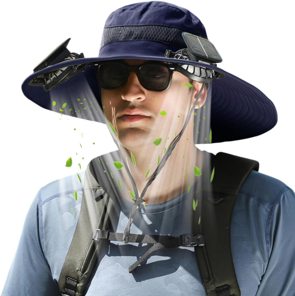 Stay Cool and Protected with Our Solar-Powered Wide Brim Fishing Hat - Ultralight USB Charging Sun Bucket Cap for Women