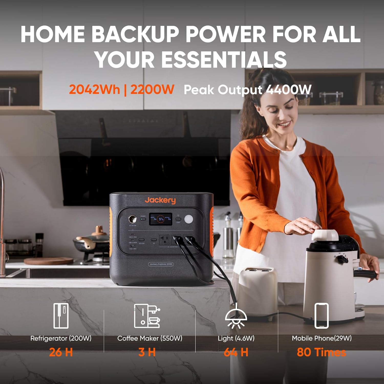 Explorer 2000 V2 Portable Power Station with 2X200W Solar Panels, 2042Wh Lifepo4 Battery, 2200W Solar Generator, 20Ms UPS, USB-C PD 100W Fast Charging for Power Outages, Emergencies, Camping