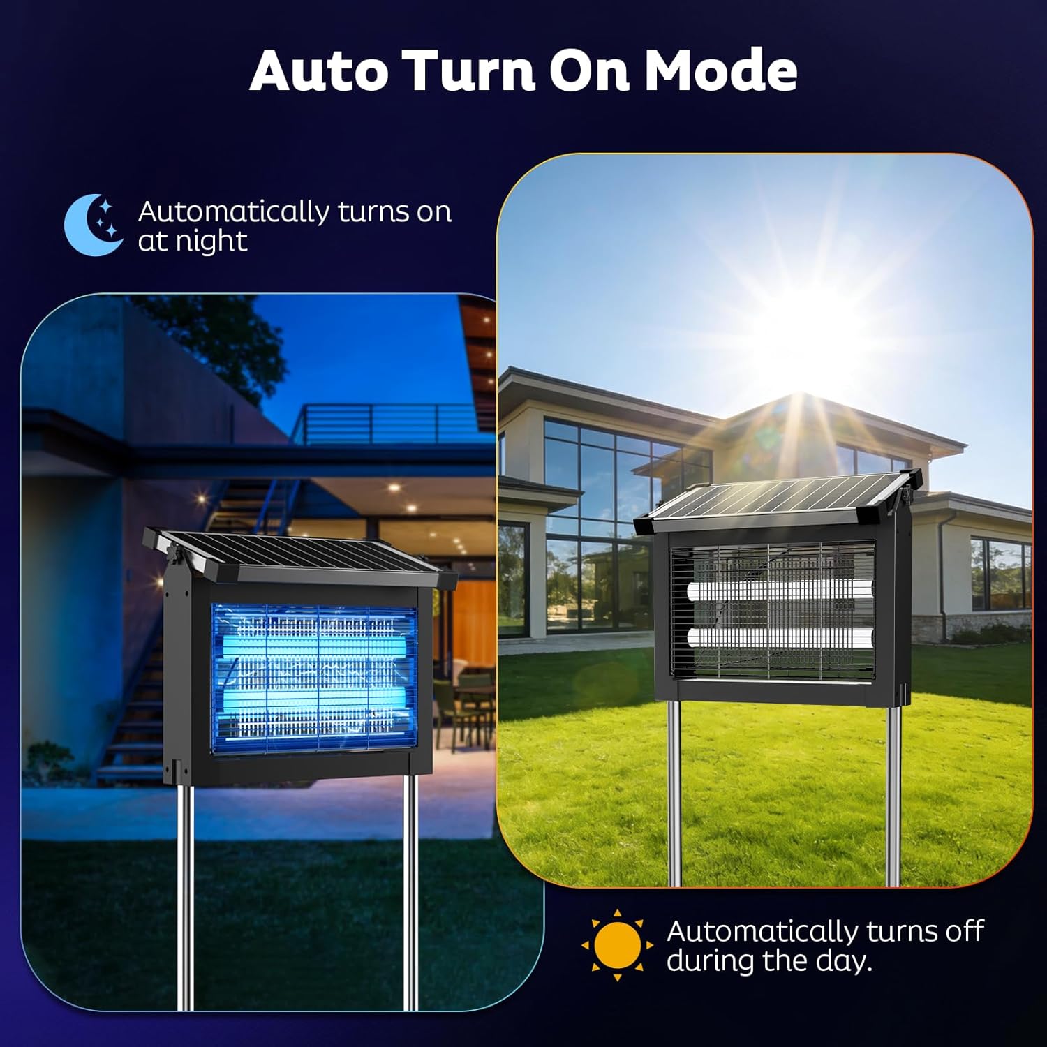 Solar Bug Zapper Outdoor, Mosquito Zapper Waterproof Electric Fly Zapper Rechargeable Mosquito Killer Lamp with 10W Solar Panel, 4500V Cordless Fly Trap for Backyard, Patio, Garden, RV, Camping