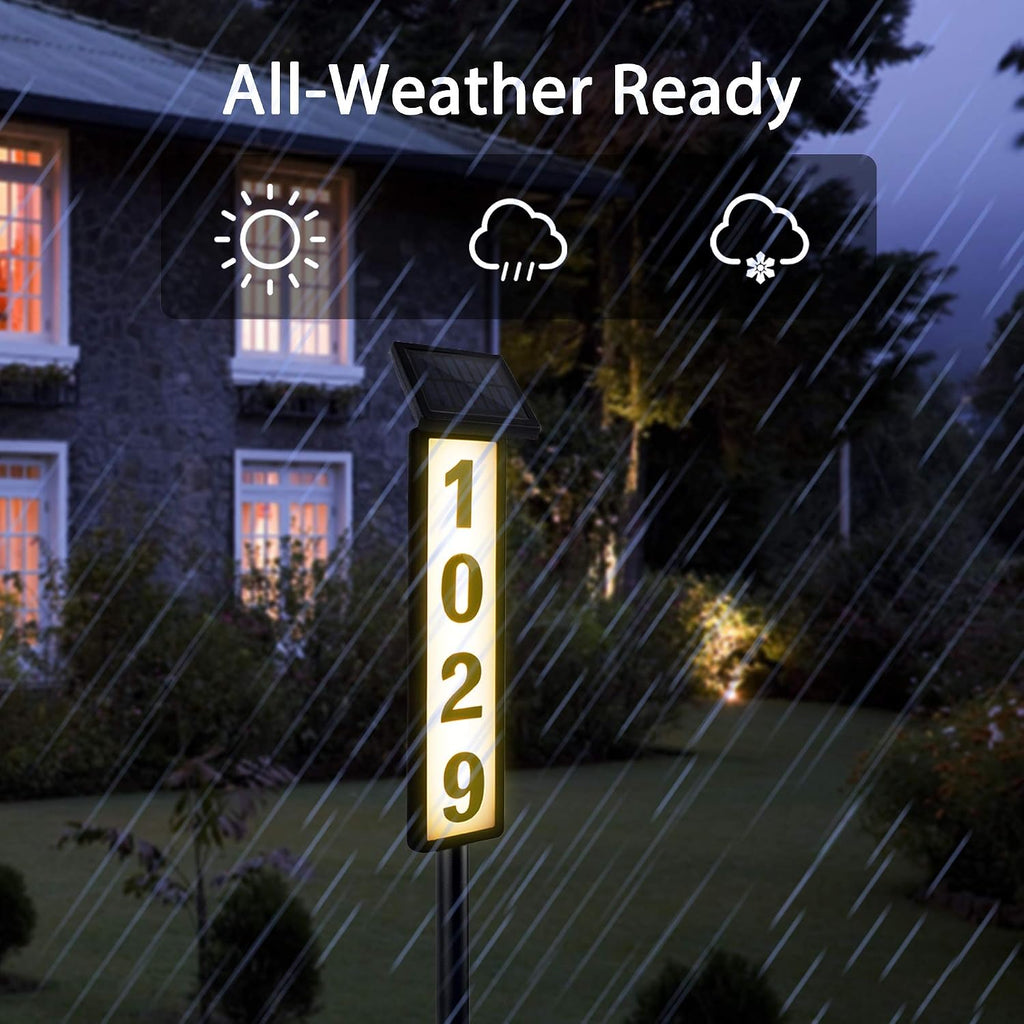 Solar Lighted House Address Numbers Sign
