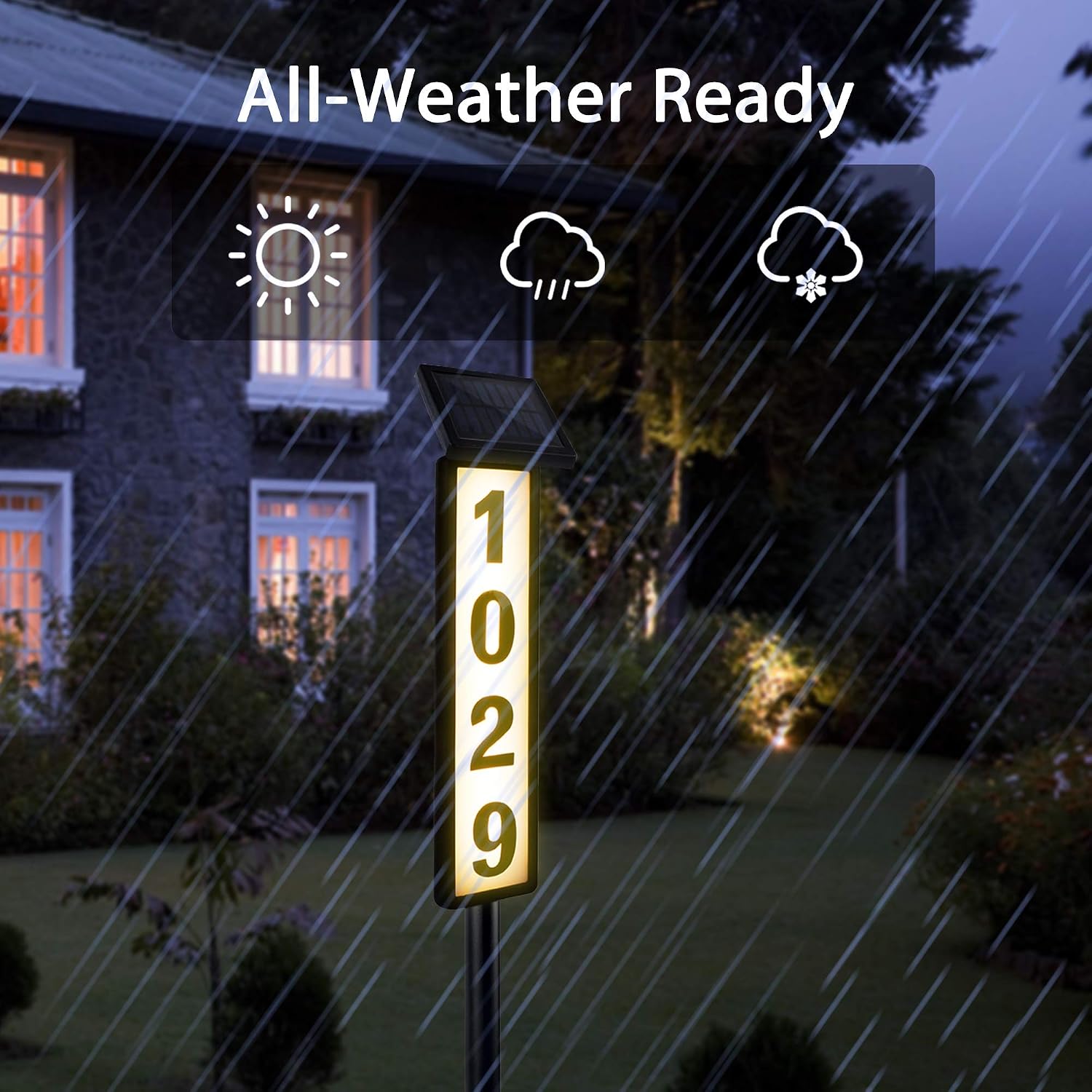 Solar Lighted House Address Numbers Sign