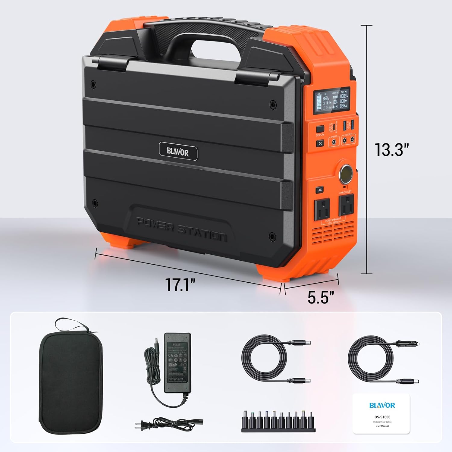 Portable Power Station 1600W (Peak 3200W), Built-In Solar Panel, 1024Wh Lifepo4 Battery, 100W USB-C Fast Charge, Solar Generator for Home Backup, Camping, Power Outages & RV