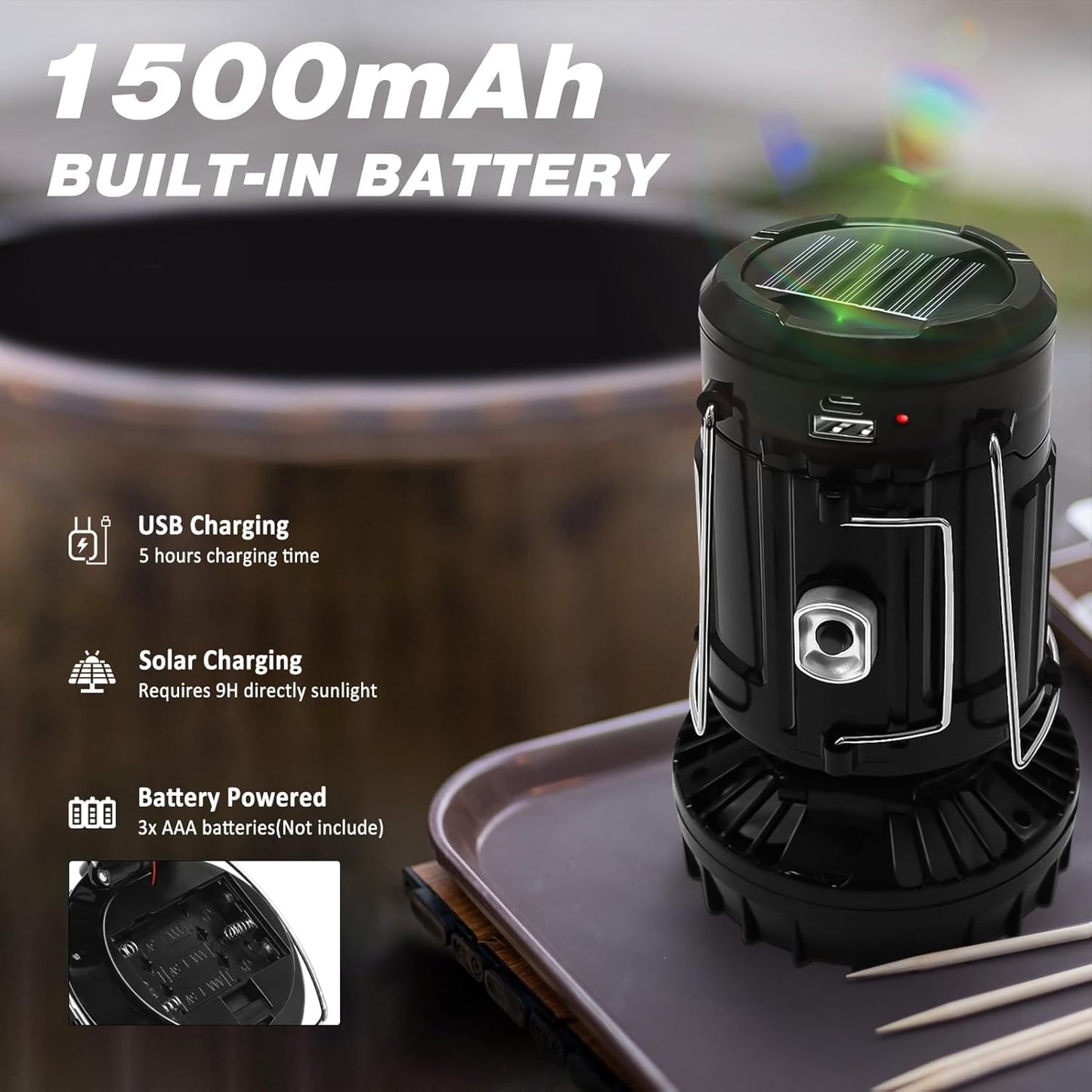 2-Pack Solar Camping Fan W/ Lantern,  Collapsible Solar Powered USB Rechargeable & Battery Powered Emergency Hanging Lights for Camping Tent Hurricanes Power Outages Storm Indoor Outdoor