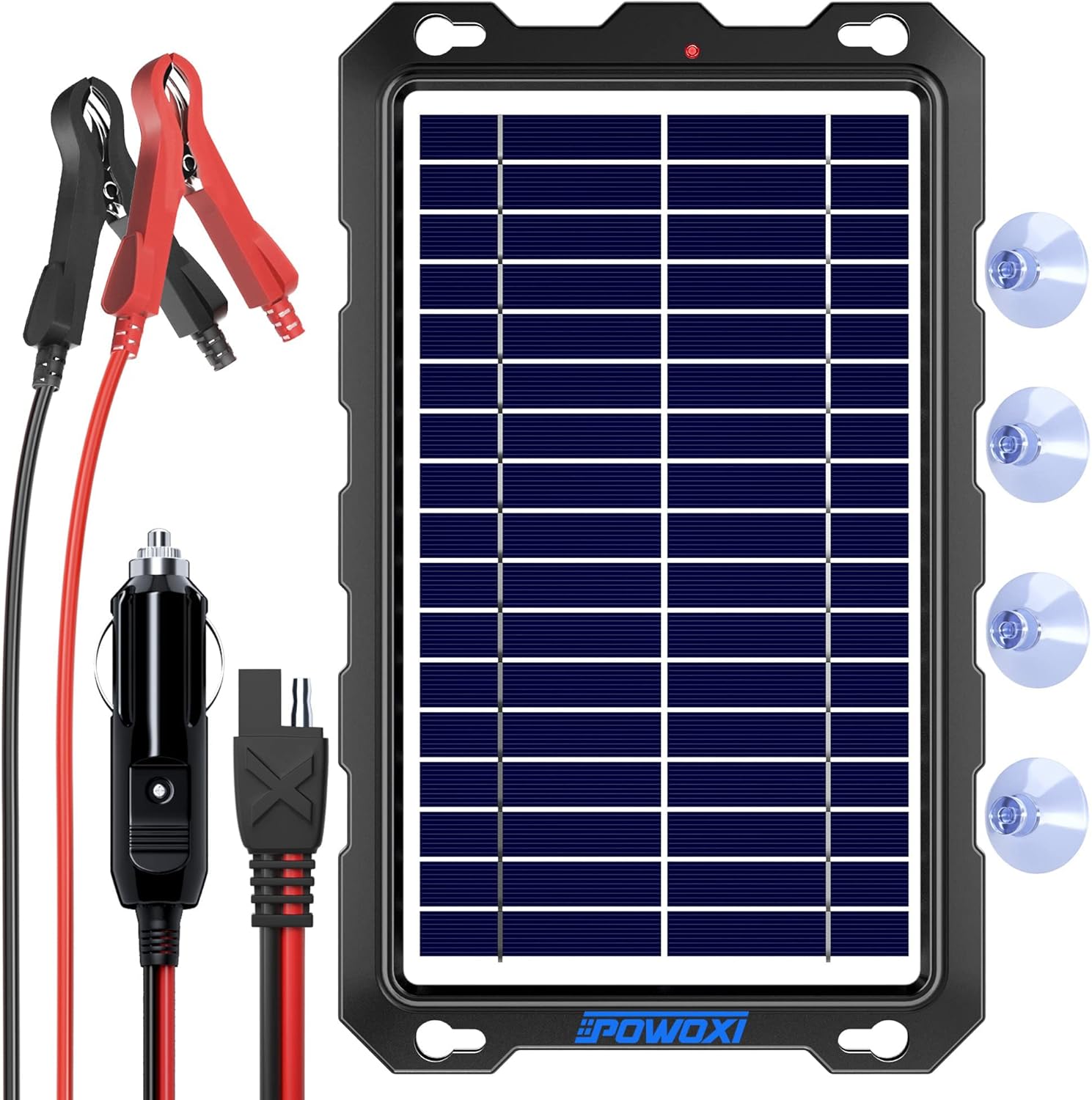 Upgraded 7.5W-Solar-Battery-Trickle-Charger-Maintainer-12V Portable Waterproof Solar Panel Trickle Charging Kit for Car, Automotive, Motorcycle, Boat, Marine, Rv,Trailer, Snowmobile, Etc.