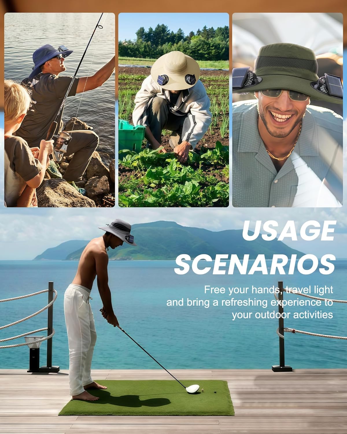 Stay Cool and Protected with Our Solar-Powered Wide Brim Fishing Hat - Ultralight USB Charging Sun Bucket Cap for Women