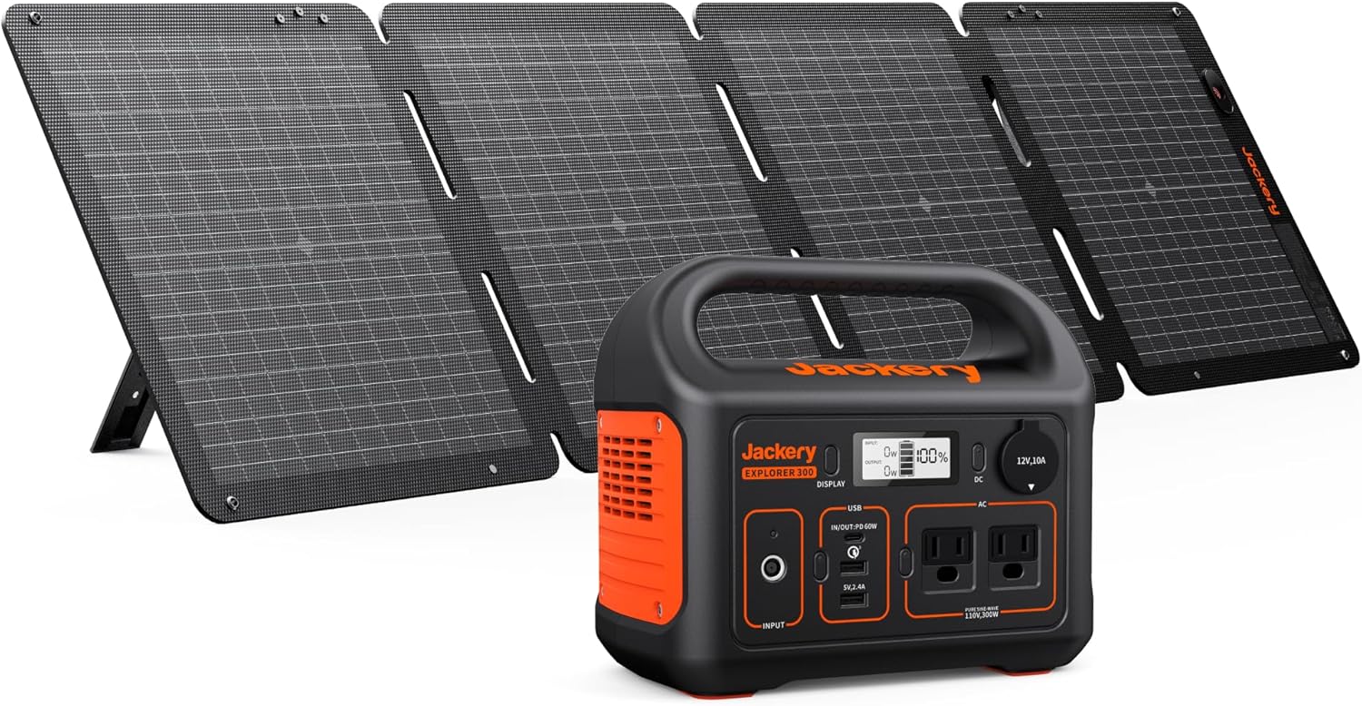 Power Up Anywhere: Jackery Solar Generator 300 with 40W Solar Panel - Perfect for Camping, RVs, and Emergency Blackouts