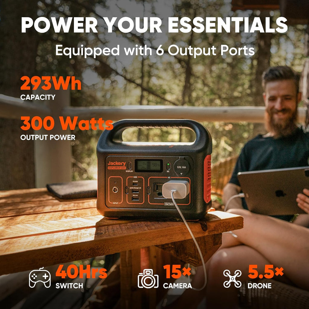 Power Up Anywhere: Jackery Solar Generator 300 with 40W Solar Panel - Perfect for Camping, RVs, and Emergency Blackouts