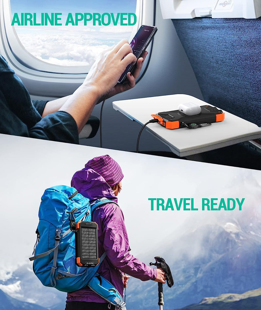 Ultimate Solar Power Bank: 10,000mAh Portable Wireless Charger with 20W Fast Charging and Dual Flashlight for All Your Outdoor Adventures
