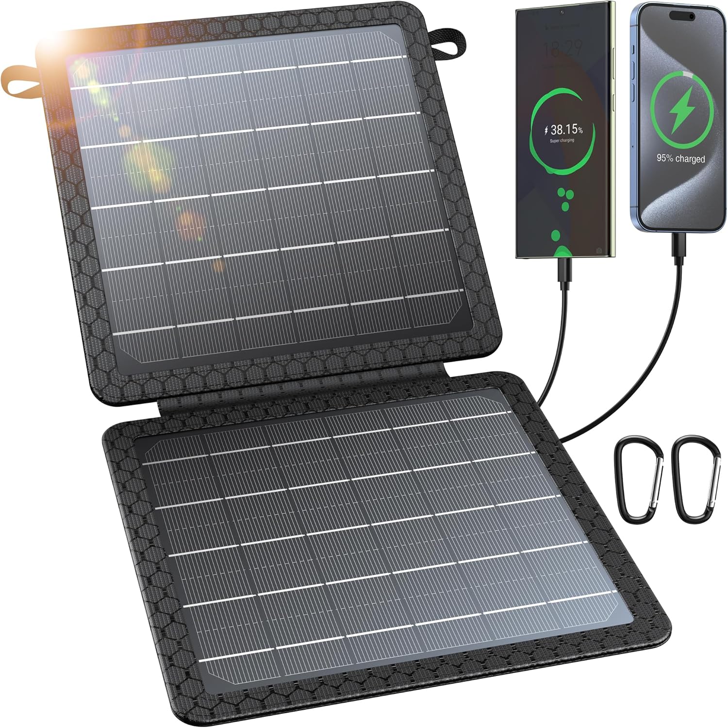 Power Up Anywhere: 10W Portable Solar Charger with Dual USB Outputs - Perfect for Camping, Hiking, and Travel!