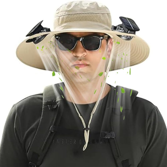 Stay Cool and Protected with Our Solar-Powered Wide Brim Fishing Hat - Ultralight USB Charging Sun Bucket Cap for Women