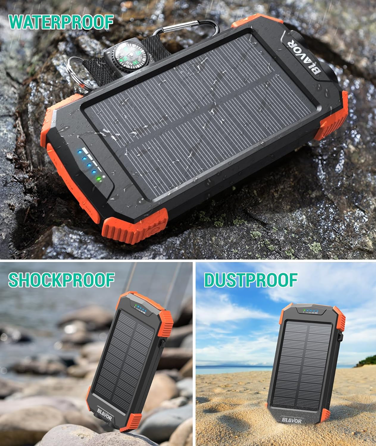 Ultimate Solar Power Bank: 10,000mAh Portable Wireless Charger with 20W Fast Charging and Dual Flashlight for All Your Outdoor Adventures
